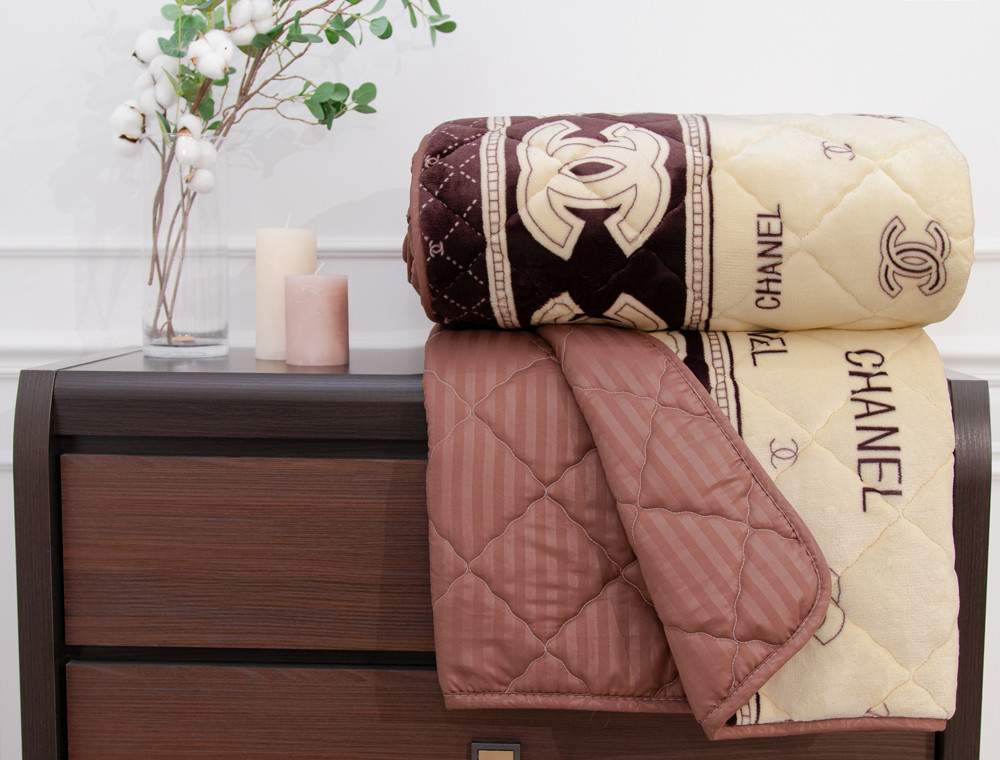 Полуторне флісове стьобане покривало №55001