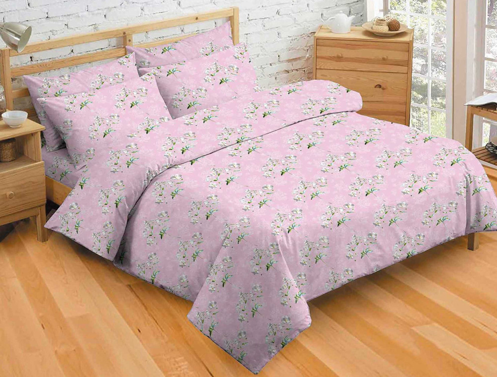 Тканина для постільної білизни Бязь "Gold" "Принт букета квітів" GLL8925pink