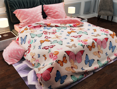 Двоспальний набір постільної білизни 180*220 із Бязі "Gold" №151173AB Черешенка™