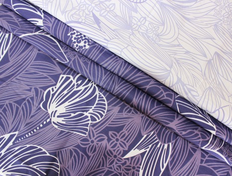 Тканина для постільної білизни Бязь "Gold" Lux "Абстрактний рослинний принт (фіолетовий)" GL4146 (A+B) - (50м+50м)