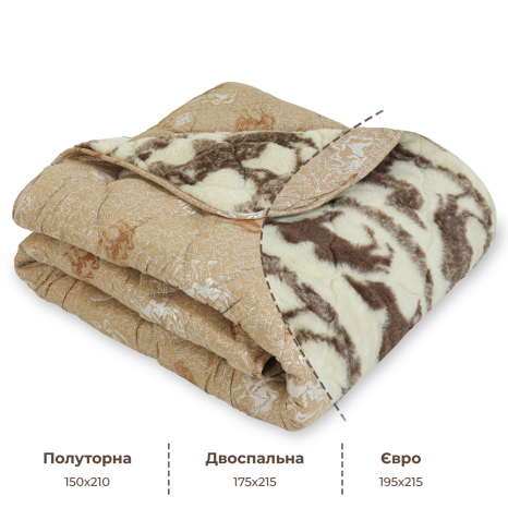 Полуторна ковдра-плед верблюжа вовна №42001