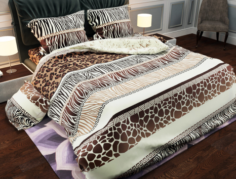 Ткань для постельного белья Бязь "Gold" Lux "Анималистичный принт (коричневый)" GL822.