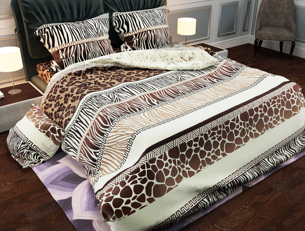 Ткань для постельного белья Бязь "Gold" Lux "Анималистичный принт (коричневый)" GL822.