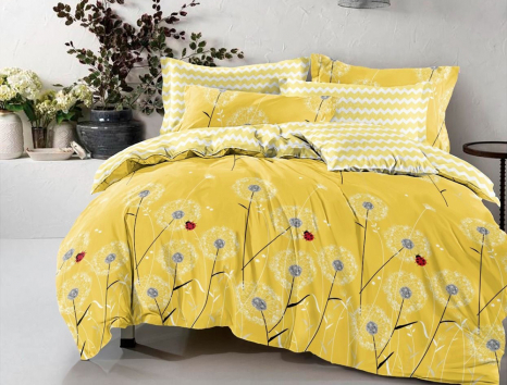 Семейный набор хлопкового постельного белья из Бязи "Gold" с простынью на резинке №141936AB Черешенка™