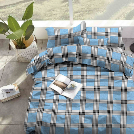 Ткань для постельного белья Бязь "Gold" "Большая и маленькая клетка" GLL13173blue