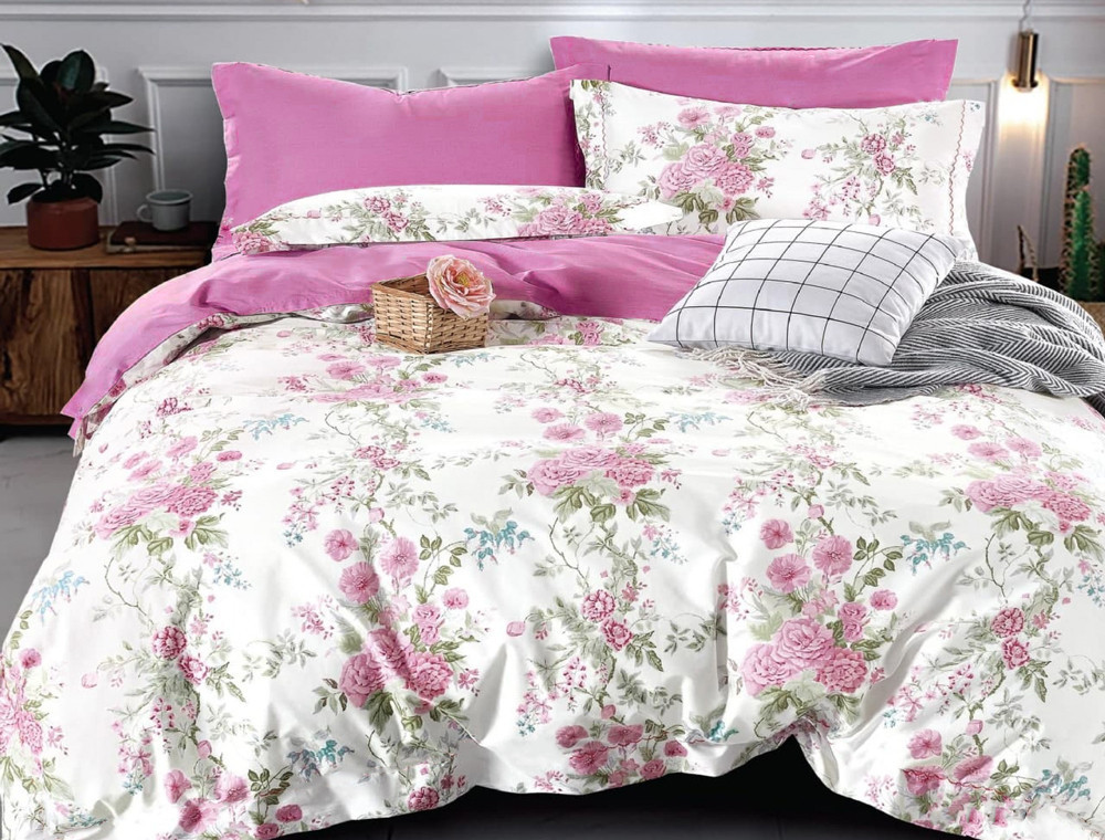 Євро-максі набір постільної білизни 200*220 із Бязі "Gold" №15785AB Черешенка™