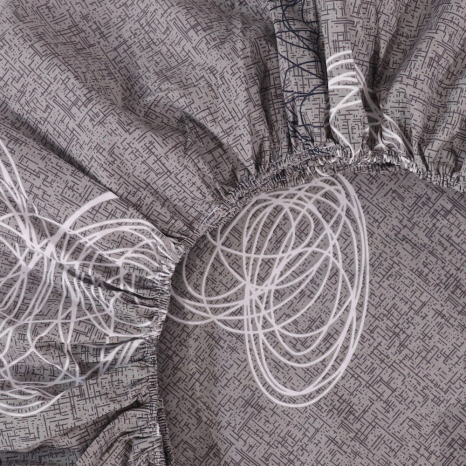 Простынь на резинке (160*200*25) серая с сердечками №668406