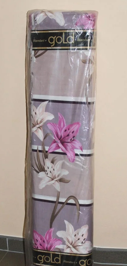 Тканина для постільної білизни Бязь "Gold" Lux "Квітковий принт (рожевий, смужка)" GL470.