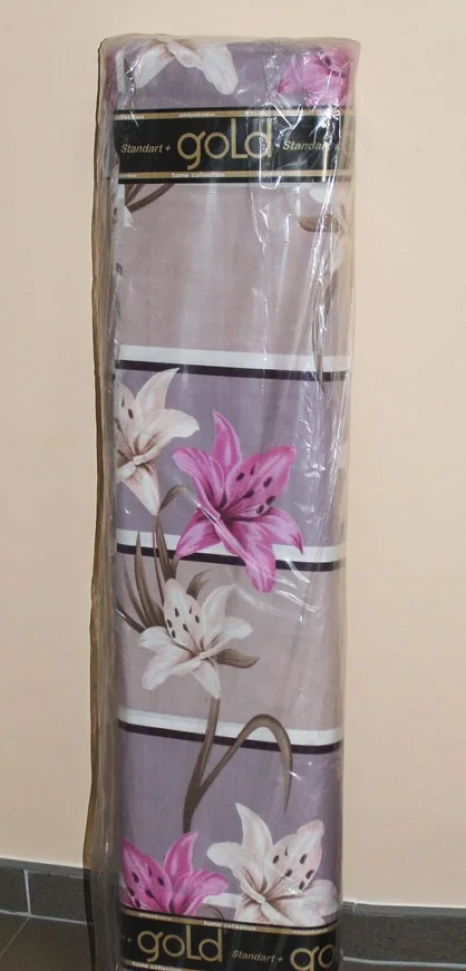 Тканина для постільної білизни Бязь "Gold" Lux "Квітковий принт (рожевий, смужка)" GL470.