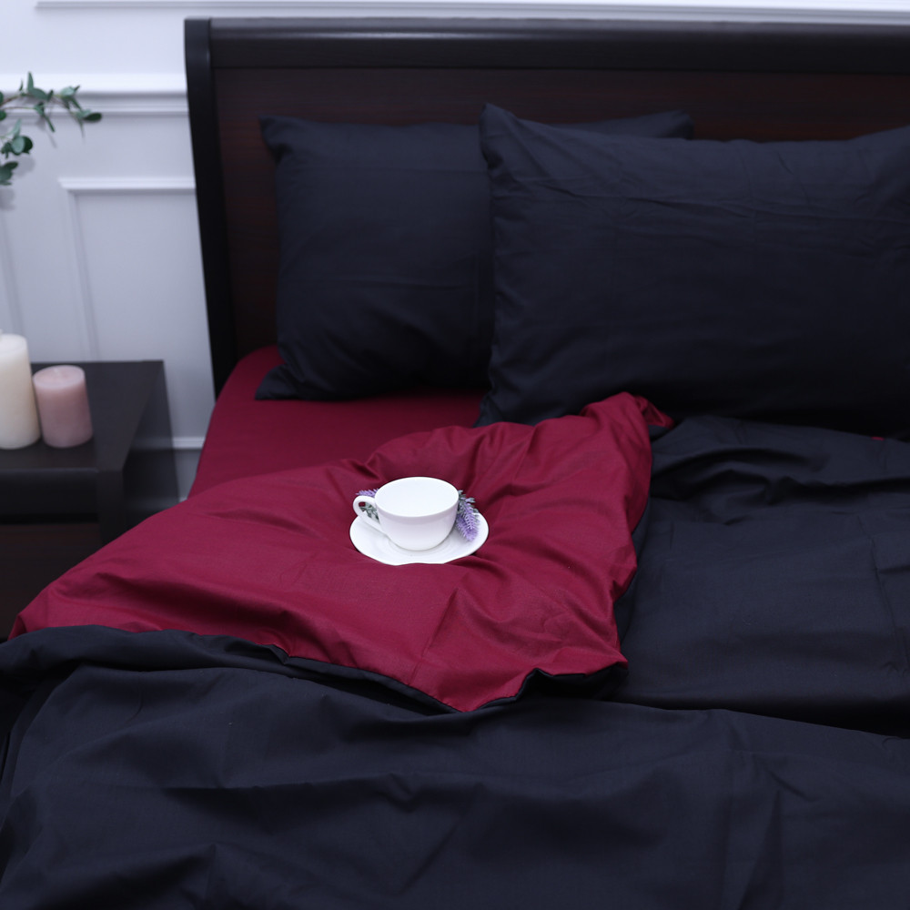 Євро-максі набір однотонної постільної білизни 200*220 із Бязі "Gold" №151564AB Черешенка™