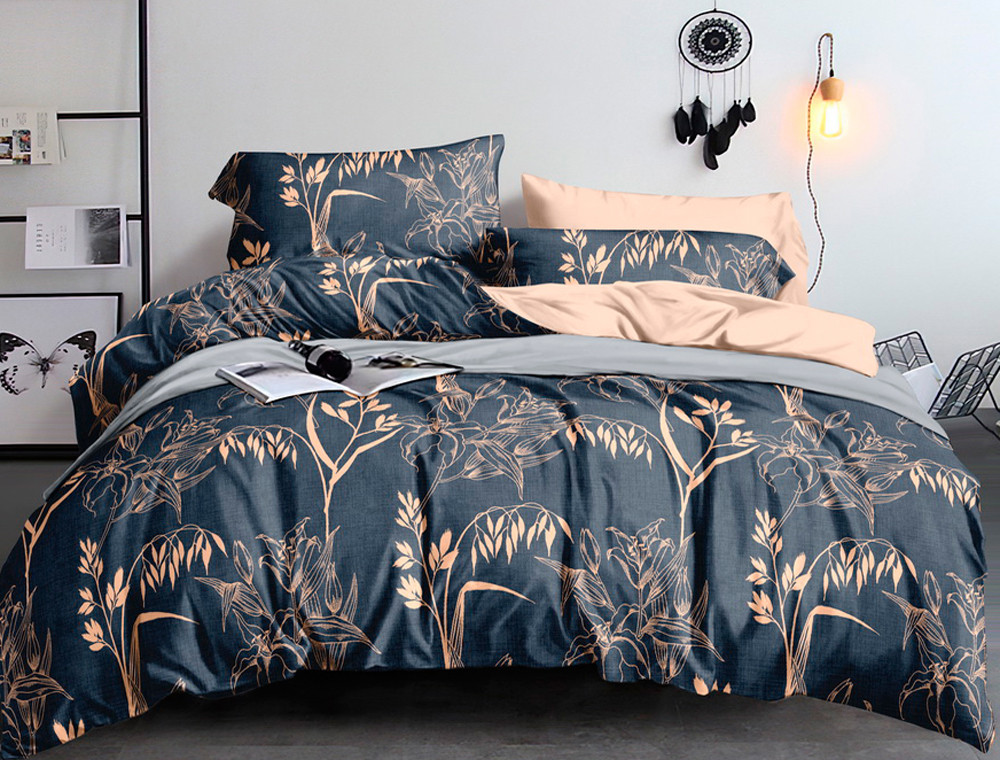 Полуторный набор постельного белья 150*220 из Сатина №8021AB Черешенка™