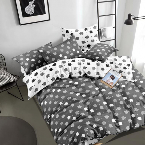 Євро-максі набір постільної білизни 200*220 із Бязі "Gold" з простирадлом на резинці №144074AB Черешенка™