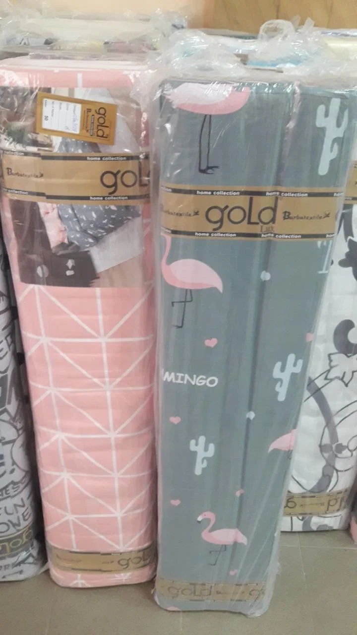 Тканина для постільної білизни Бязь "Gold" Lux "Рожеві фламінго (дрібний, графітовий)" GL1288 (A+B) - (50м+50м).