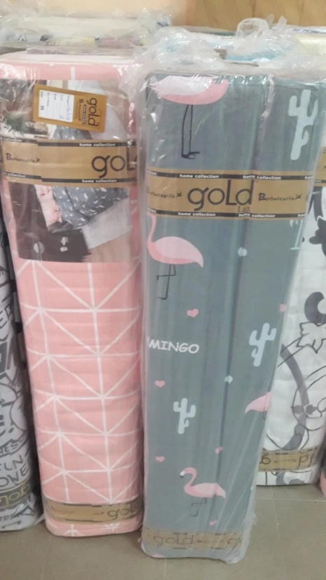 Тканина для постільної білизни Бязь "Gold" Lux "Рожеві фламінго (дрібний, графітовий)" GL1288 (A+B) - (50м+50м).