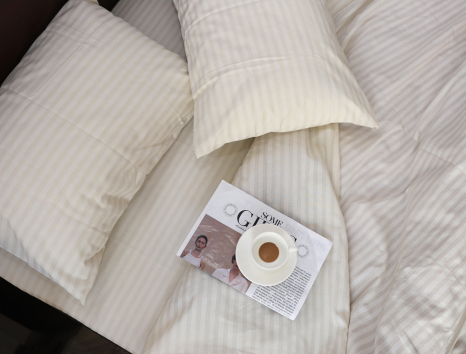 Полуторний набір смугастої постільної білизни 150*220 із Бязі "Gold" №156612 Черешенка™