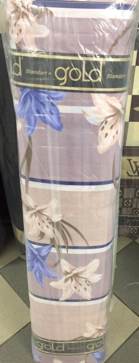 Тканина для постільної білизни Бязь "Gold" Lux "Квітковий принт (рожевий, смужка)" GL460