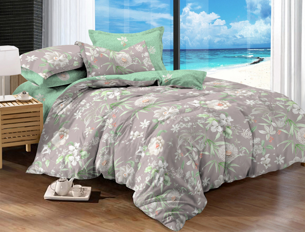 Полуторний набір постільної білизни 150*220 із Сатину №436AB Черешенка™