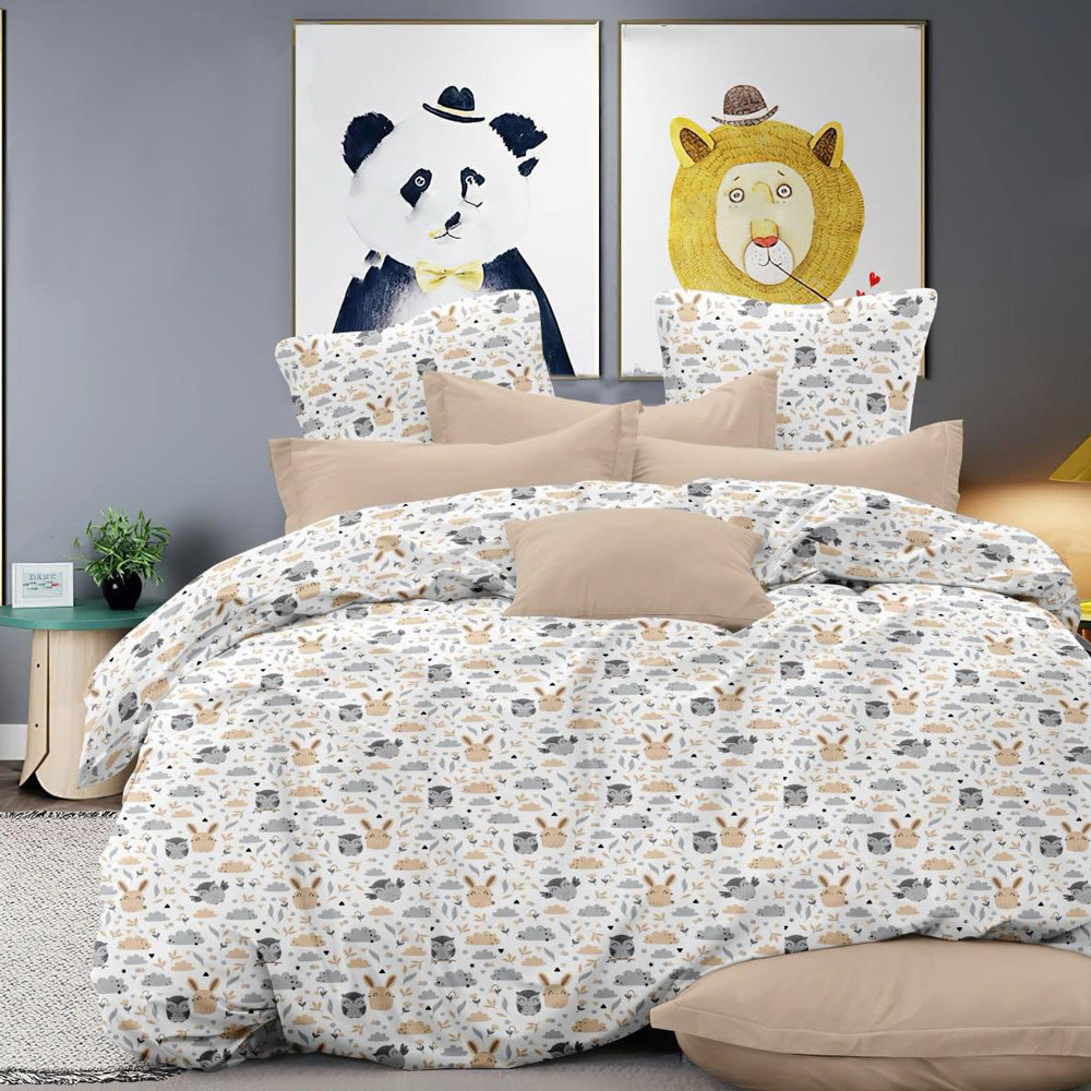 Ткань для постельного белья Бязь "Gold" Lux детская GL16690white-grey