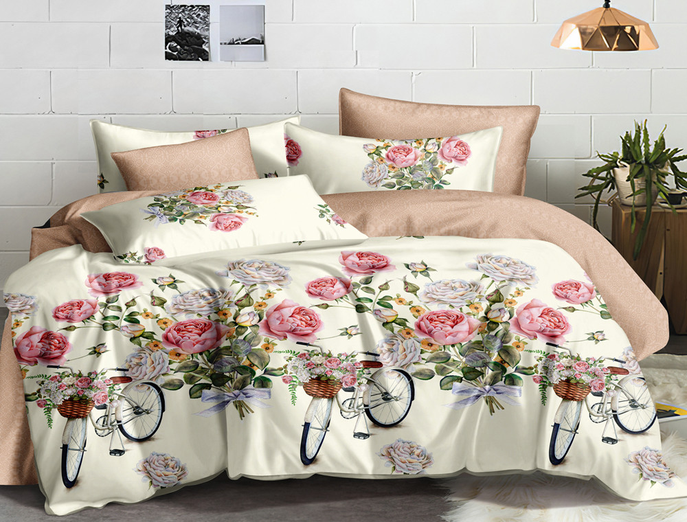 Евро макси набор постельного белья 200*220 из Сатина №1023AB Черешенка™