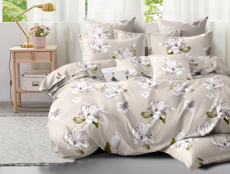 Полуторний набір постільної білизни 150*220 із Сатину №44228 Черешенка™