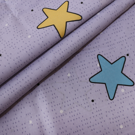 Ткань для постельного белья Бязь "Gold" Lux "Яркие звезды" GL1613 (A+B) - (50м+50м)