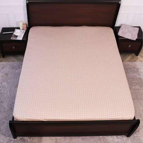 Простирадло на резинці (180*200*25) дрібні квадрати на бежевому №2702