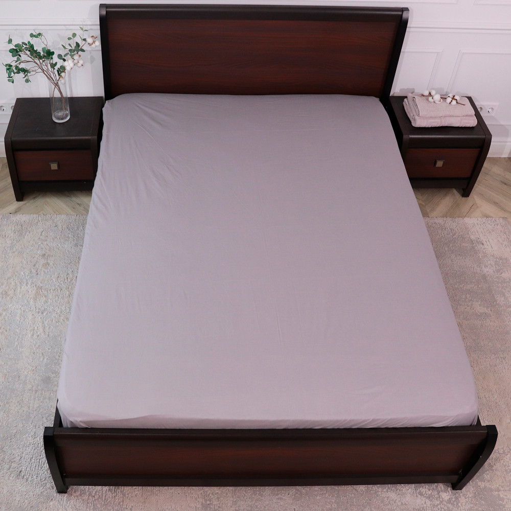 Простынь на резинке (180*200*25) серая №665545