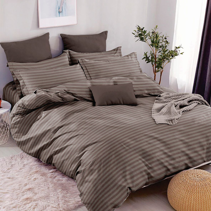 Тканина для постільної білизни Бязь "Gold" Lux смугаста GLS226-2brown (50м) - смужка 2 см