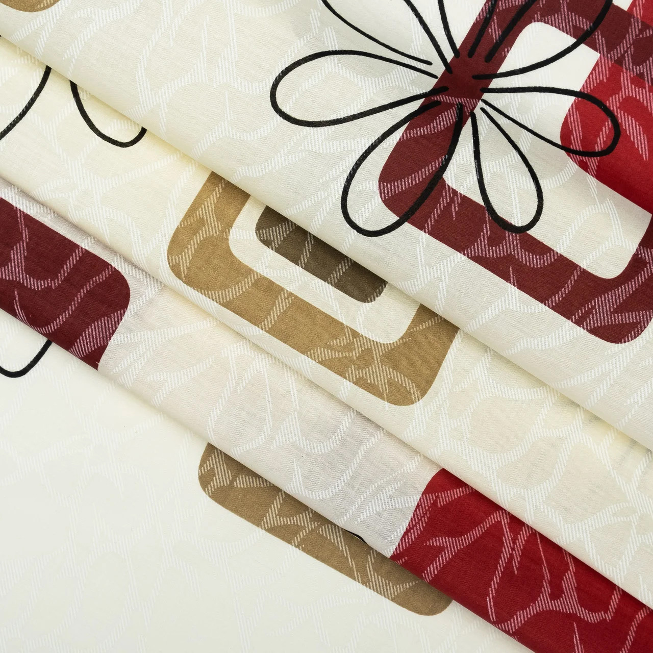 Тканина для постільної білизни Бязь "Gold" "Квадрат і ромашка" GLL8926red