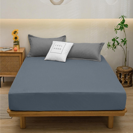 Простирадло на резинці (180*200*25) сіро-блакитне №1061