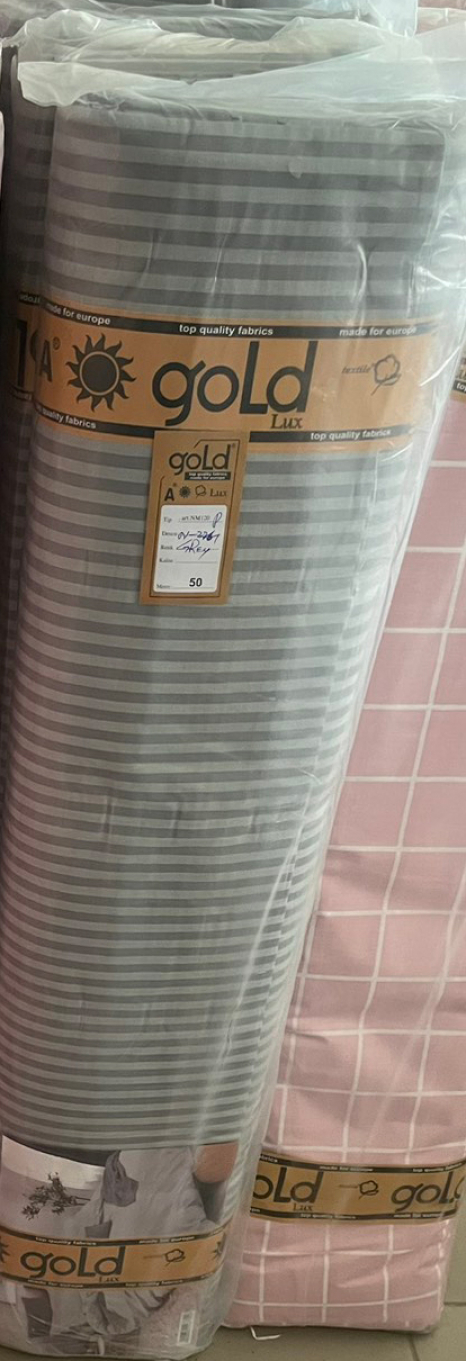 Тканина для постільної білизни Бязь "Gold" Lux смугаста GLS226-1grey (50м)
