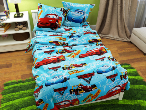 Ткань для постельного белья Бязь "Gold" Lux детская "Тачки" GLB019