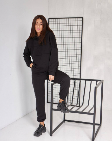 Жіночий спортивний костюм з капюшоном (Розмір S) чорний №20222160