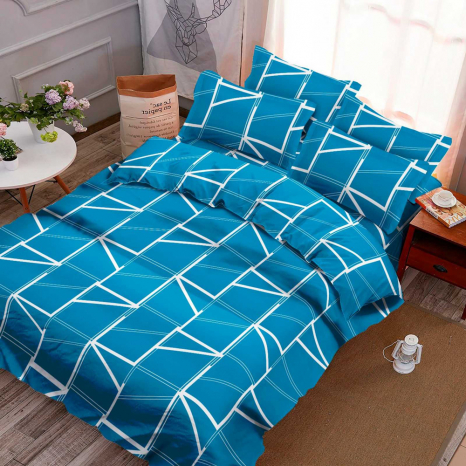 Ткань для постельного белья Бязь "Gold" Lux "Геометрическая система (голубой)" GL3864