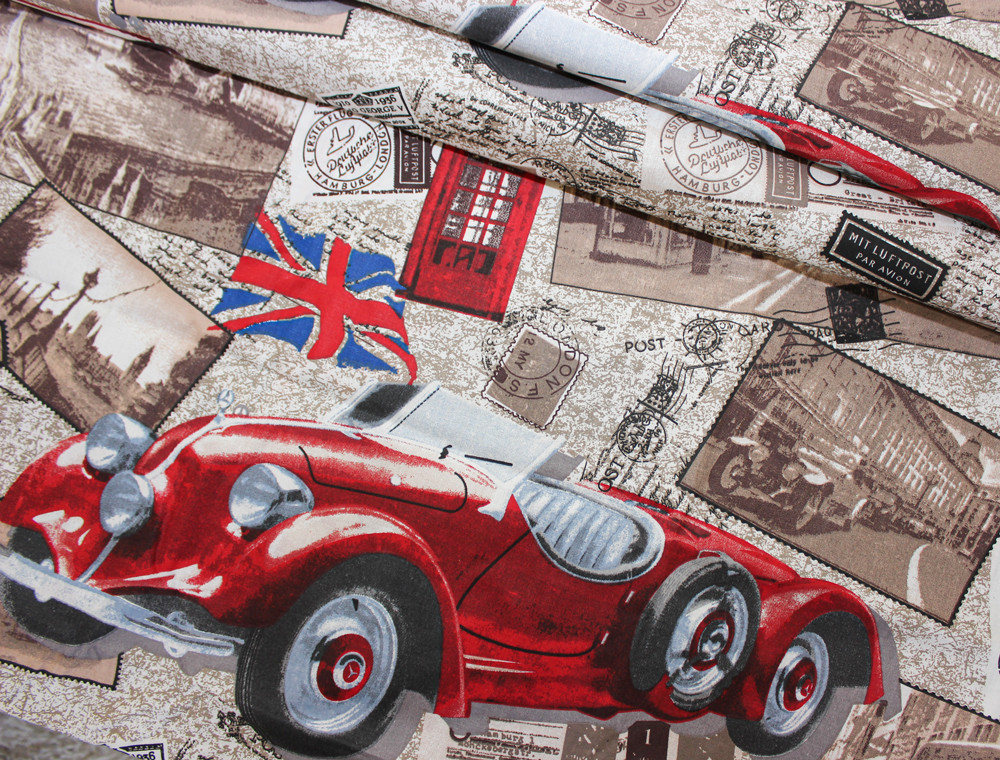 Тканина для постільної білизни Бязь "Gold" Lux дитяча "Автомобілі" GLB061