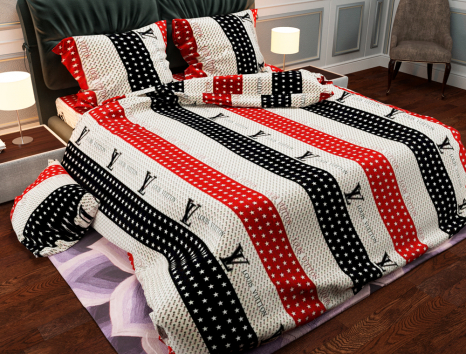 Ткань для постельного белья Бязь "Gold" Lux "Louis Vuitton (полоска)" GL257