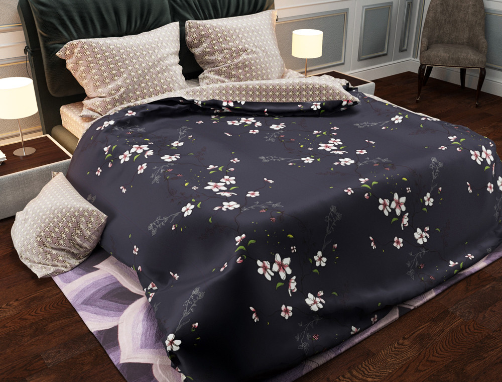 Семейный набор хлопкового постельного белья из Бязи "Gold" №15661AB Черешенка™