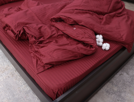 Евро макси набор постельного белья 200*220 из Страйп Сатина №19-1650 Черешенка™