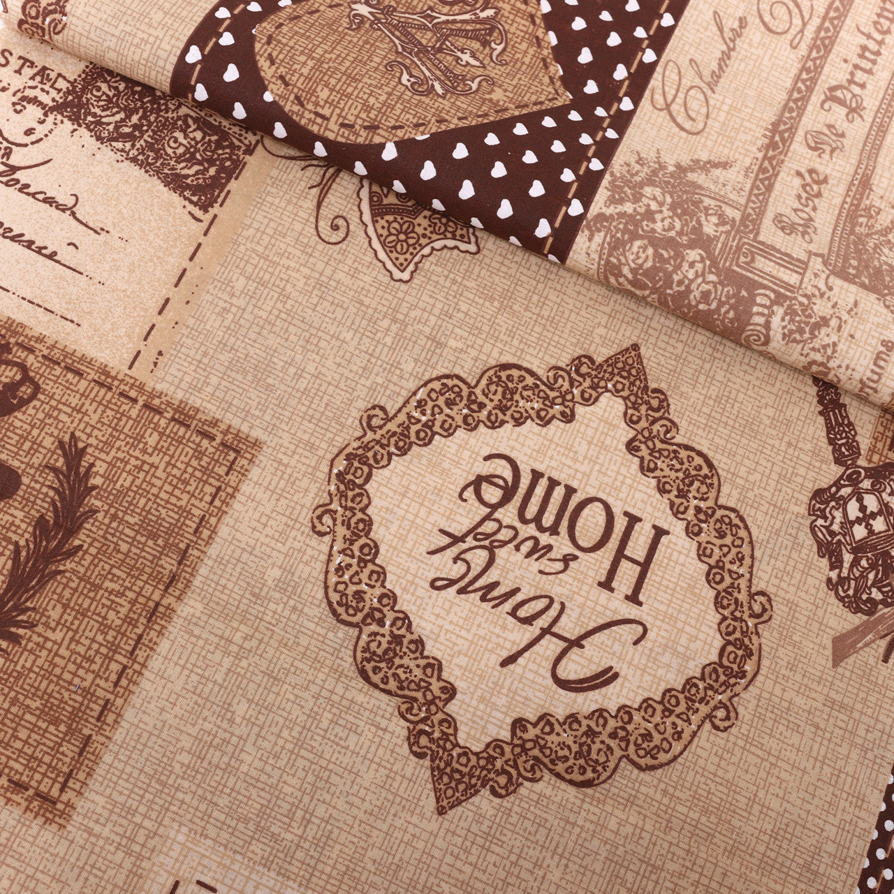 Ткань для постельного белья Бязь "Gold" Lux "Sweet Home (текстовый)" GL309