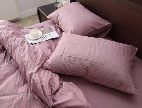 Двоспальний набір постільної білизни 180*220 зі Страйп Сатину №17-1511 Черешенка™