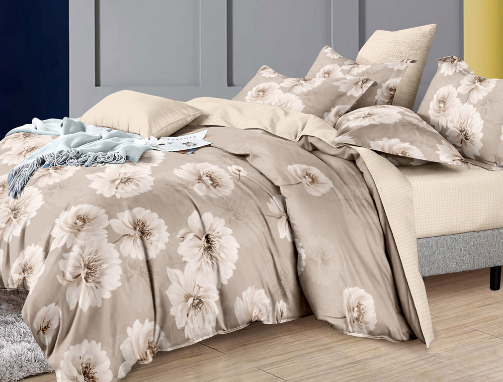 Євро-максі набір постільної білизни 200*220 із Бязі "Gold" з простирадлом на резинці №144731AB Черешенка™