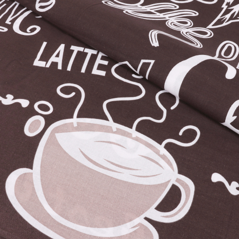 Ткань для постельного белья Бязь "Gold" Lux "Время кофе день за днем" GL1501A
