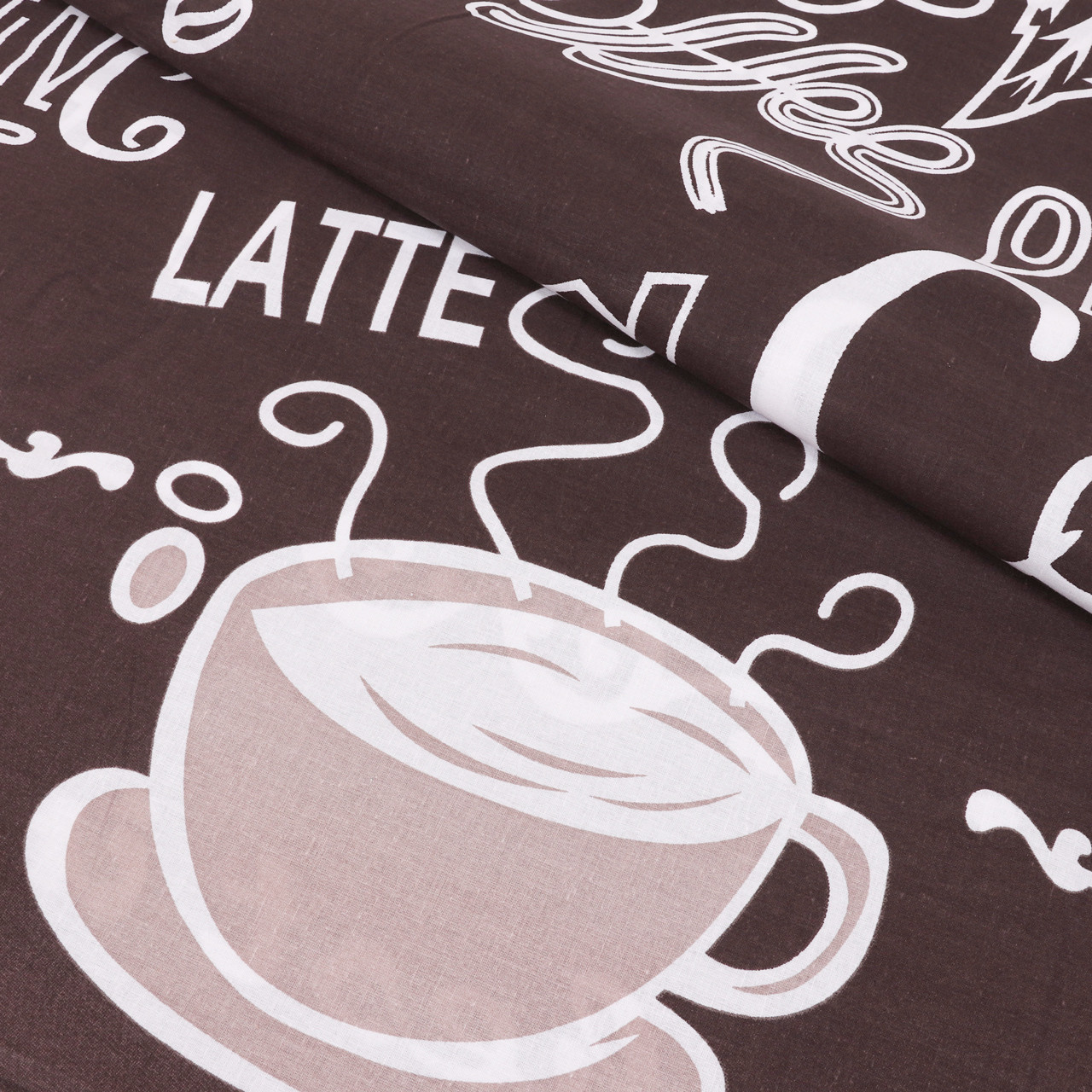 Ткань для постельного белья Бязь "Gold" Lux "Время кофе день за днем" GL1501A