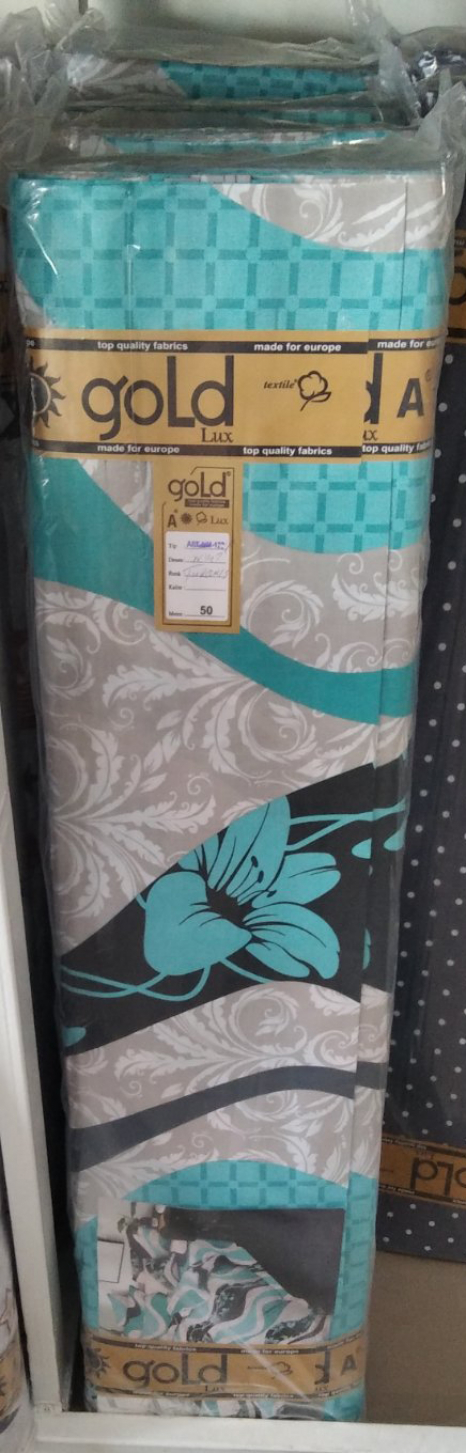Тканина для постільної білизни Бязь "Gold" Lux "Хвилі природи (блакитний)" GL2036turquoise