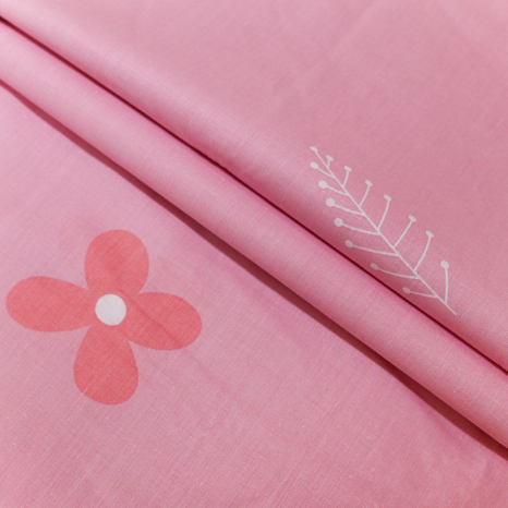 Ткань для постельного белья Бязь "Gold" Lux "Цветочный принт (розовый, белый)" GL1206 (A+B) - (50м+50м).