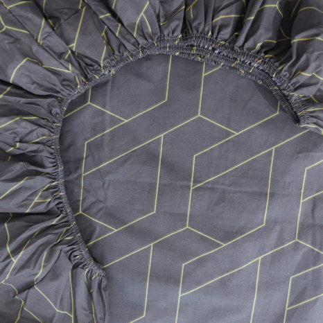 Простынь на резинке (180*200*25) серая геометрия №661094grey