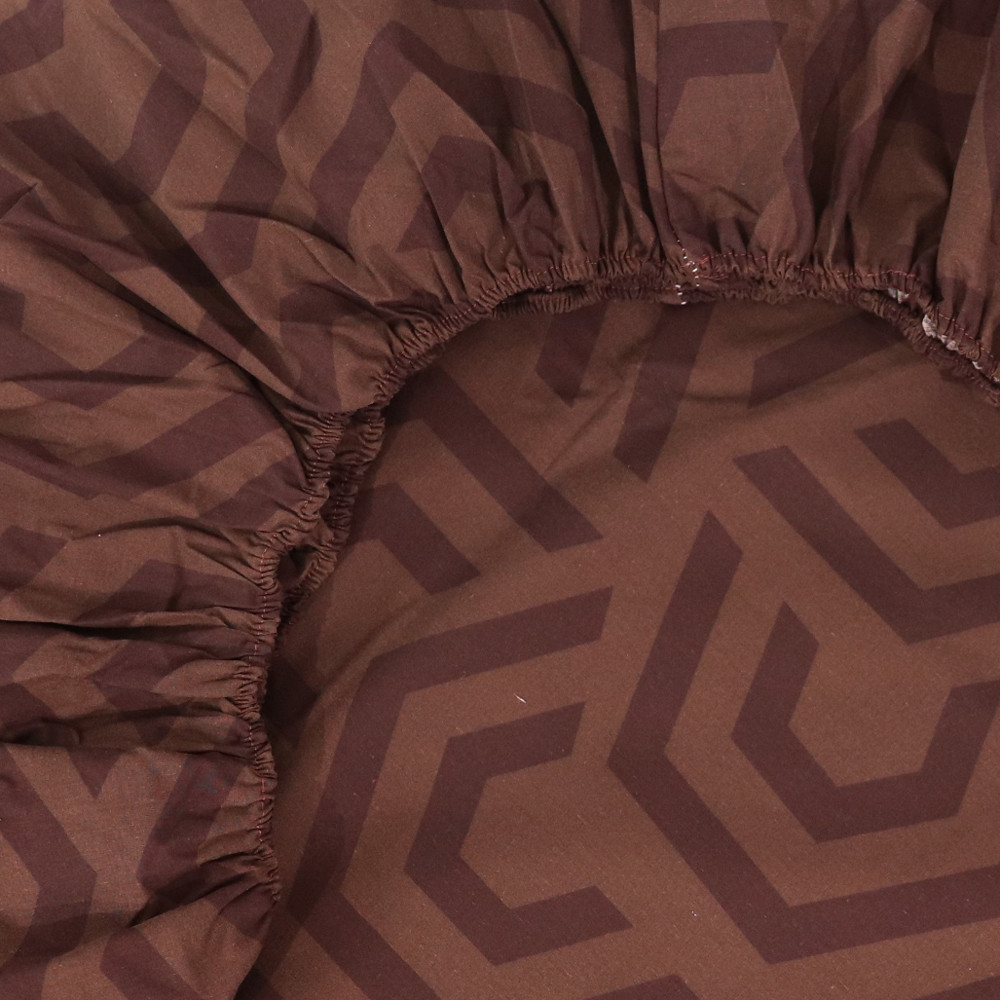 Простынь на резинке (90*200*25) коричневая геометрия №667865