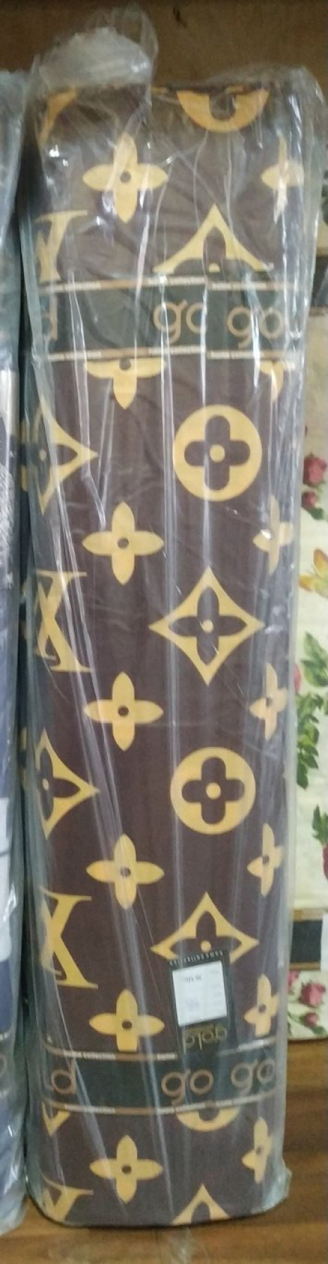 Ткань для постельного белья Бязь "Gold" Lux "Louis Vuitton (коричневый)"GL576