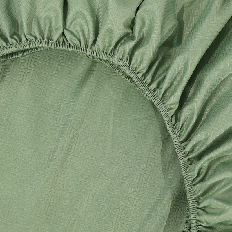 Простирадло на резинці (90*200*25) геометрія на зеленому №1702