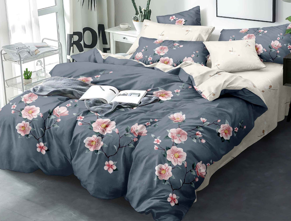 Двоспальний набір постільної білизни 180*220 із Сатину №822AB Черешенка™